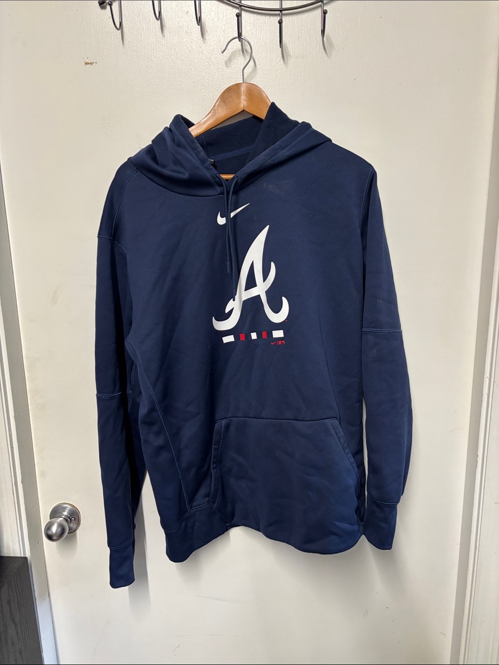 Nike Navy Pullover Hoodie with White Atlanta Braves A Logo
